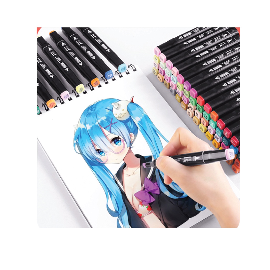 Bút vẽ Marker Color 48 Màu Bút Dạ Viết - Vẽ 2 Đầu Tặng Kèm Túi. ĐTLV