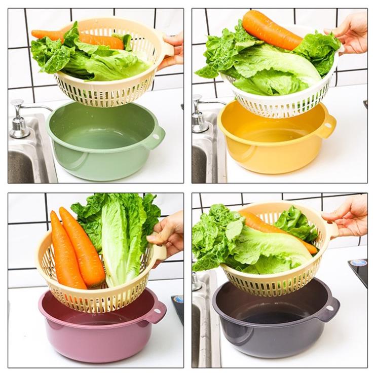 Rổ nhựa đựng rau, hoa quả 2 lớp đa năng tiện dụng