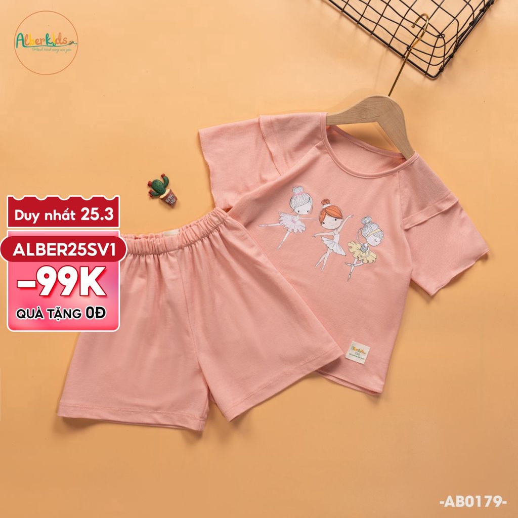 Sét đồ bé gái Alberkids mặc nhà in họa tiết công chúa cho bé gái 5,6,7,8,9