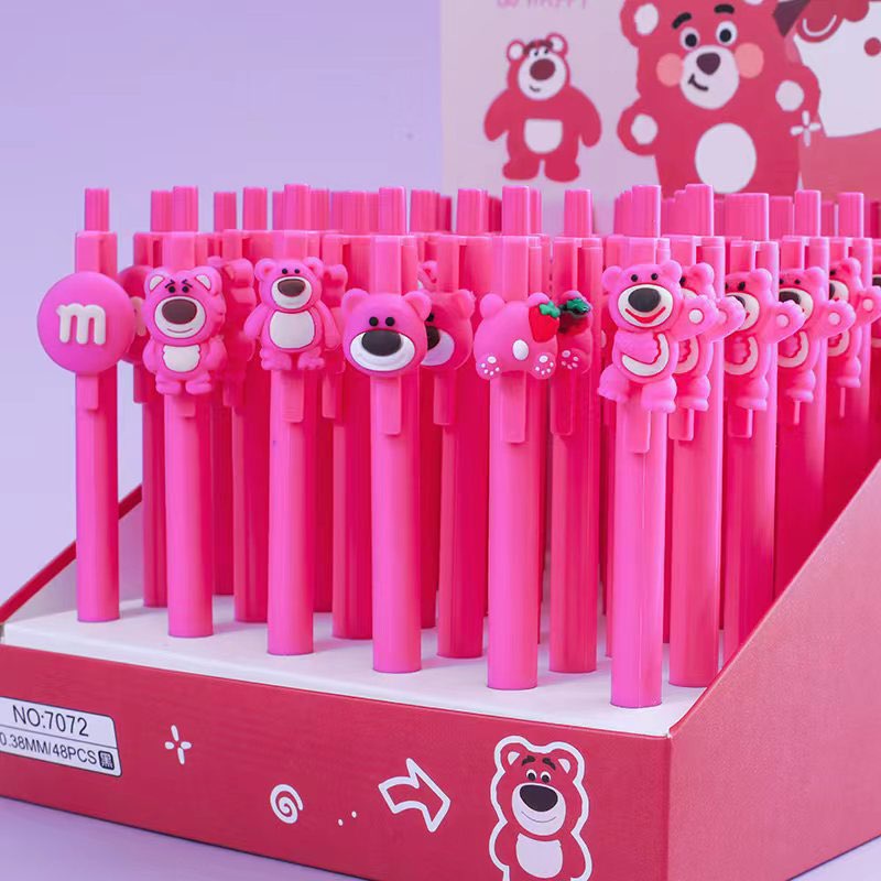 Bút Mực Gel Ngòi 0.5mm Màu Đen In Hình Gấu / Dâu Tây Dễ Thương Cho Học Sinh - 💖💖