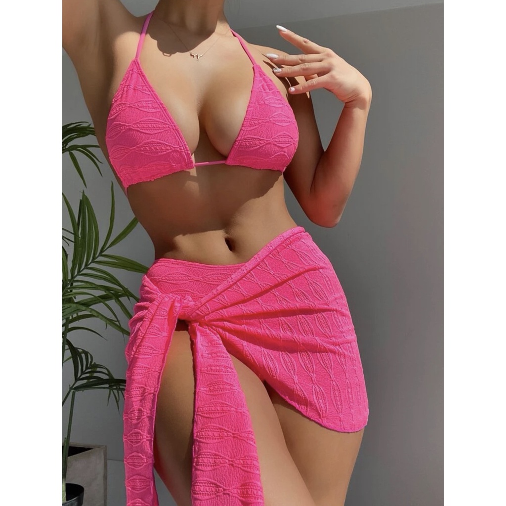 Bộ Bikini Ba Mảnh Màu Sắc Thời Trang Gợi Cảm Cho Nữ