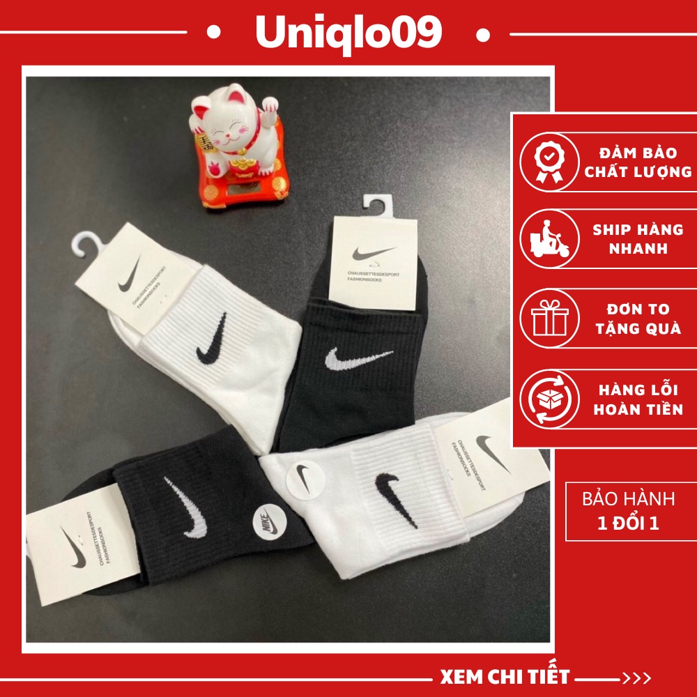 Combo 10 Đôi Tất Cổ Ngắn, Trung, Cao Nam Nữ Unisex Vớ Thể Thao Thời Trang Đen Trắng - UNQ12