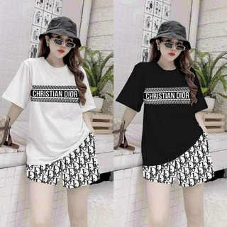 Sét bộ short cotton phối hoạ tiết 3D