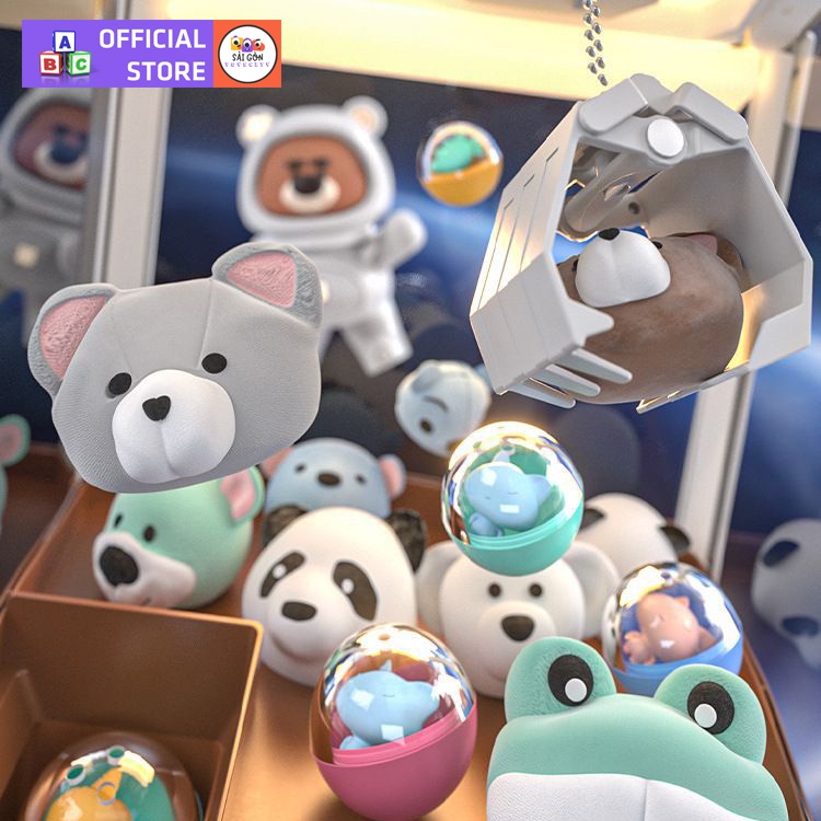 Máy Gắp Thú Mini Gấu Boonie Phi Hành Gia Kích Thước Lớn Có Nhạc, Đèn Kèm Xu Đếm Thời Gian, Có Sẵn Nhiều Thú Bông Cho Trẻ