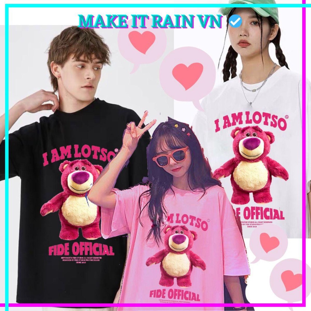 Áo Thun Tay Lỡ Unisex GẤU HỒNG Make It Rain VN, Áo Phông Nam Nữ Form Rộng