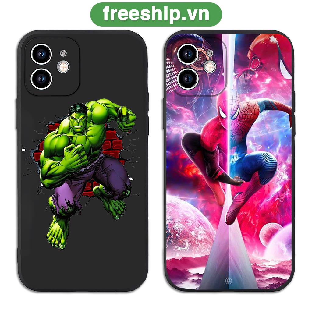 Ốp silicon iphone Marve.l Hul.k and Spider.man ip 7plus 8plus x xsmax 11 12 13 14 pro max prm 11prm 12prm 13prm e5120
