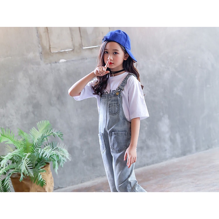 Yếm Jean Cho Bé Gái Chất Liệu Vải Cao Cấp Thoáng Mát Size Từ 15kg - 43kg