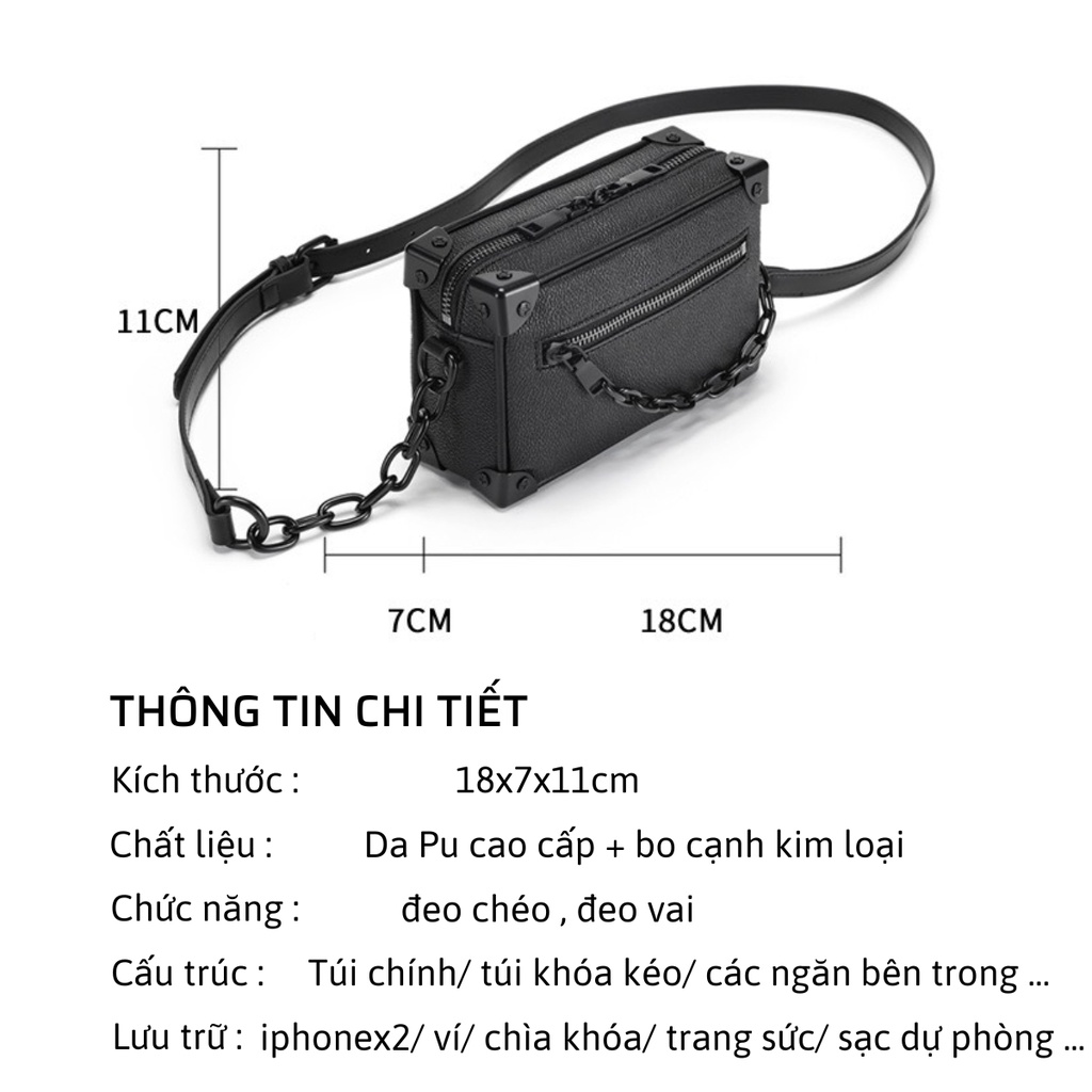 Túi hộp đeo chéo nam Kari túi xách đeo vai thời trang unisex nam nữ trẻ trung năng đông TK09