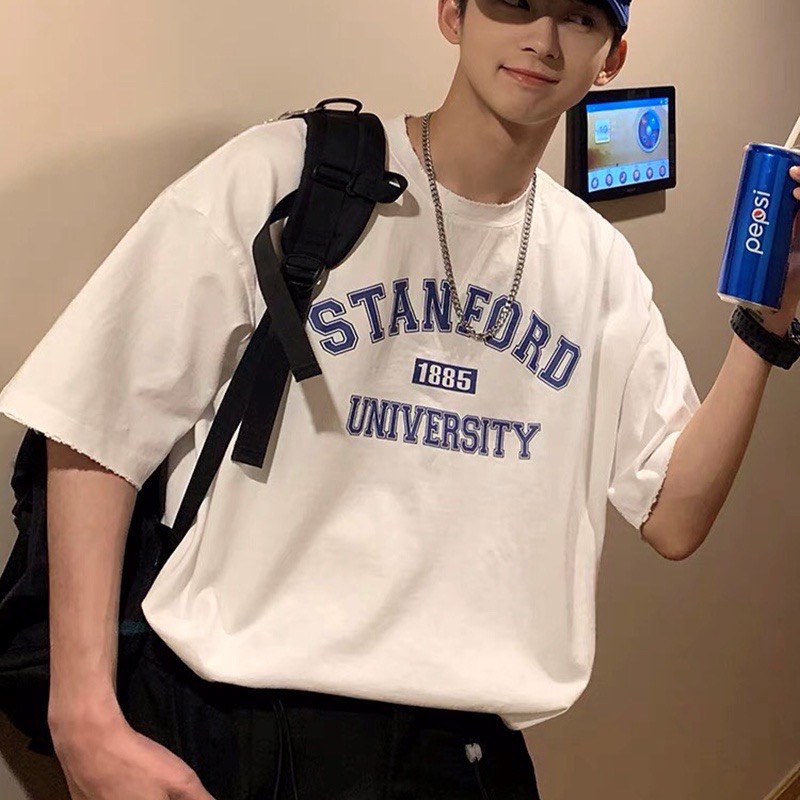 Áo Thun unisex nam nữ form rộng tay lỡ phông teen cổ tròn oversize cotton giá rẻ basic đen trắng tee pull STANFORD