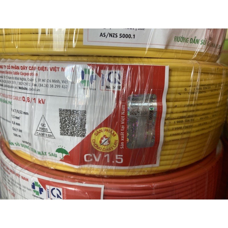Cadivi dây điện Cadivi 1.5 đơn 7 sợi cv1.5 cuộn 100 mét