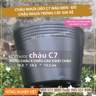 Từ 50 đến 100 cái Chậu nhựa C7 đen - Chậu nhựa trồng cây giá rẻ, chậu ươm cây màu đen, chậu nhựa dẻo