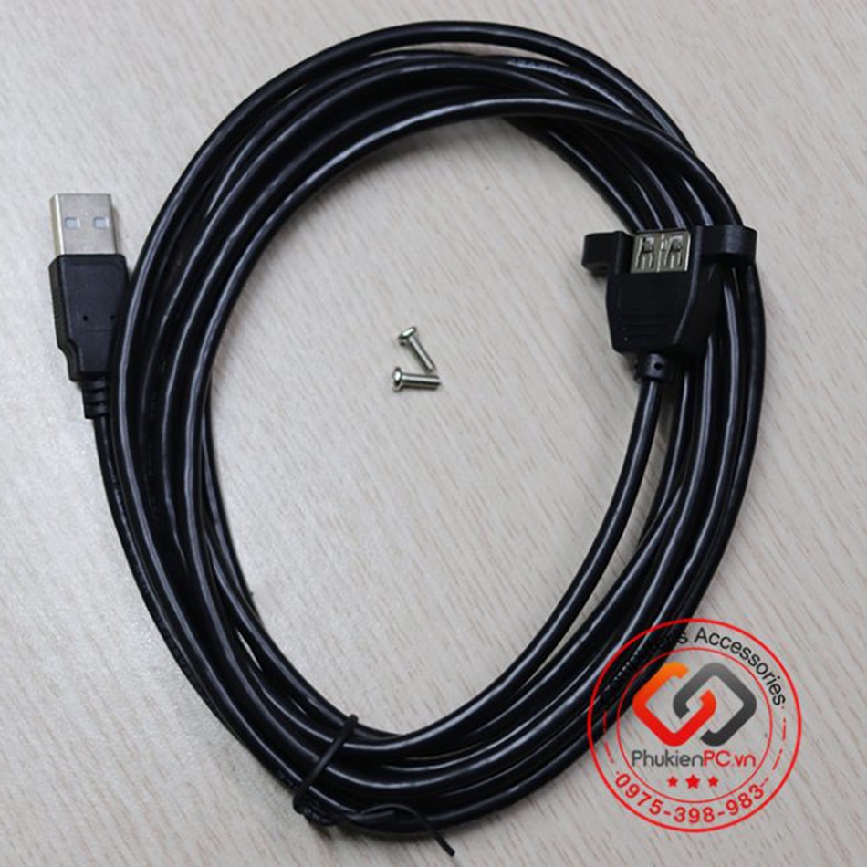 Cáp nối dài USB 2.0 Male to Female, 3m bắt vít. Cho máy tính PC, Laptop, máy tính nhúng thiết bị điện tử máy công nghiệp