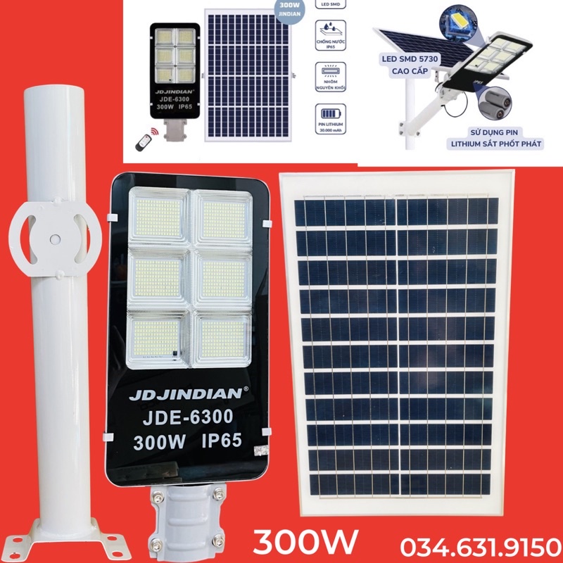 ĐÈN ĐƯỜNG NĂNG LƯỢNG MẶT TRỜI CÔNG SUẤT 300W CHẤT LƯỢNG JD