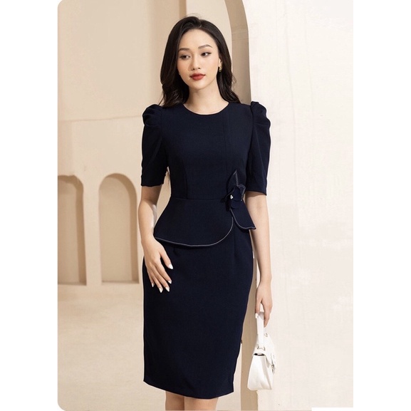 Đầm công sở dự tiệc dạo phố dáng ôm kết hoa nổi eo thanh lịch trang nhã hài hoà nhẹ nhàng quyến rũ trẻ trung tinh tế