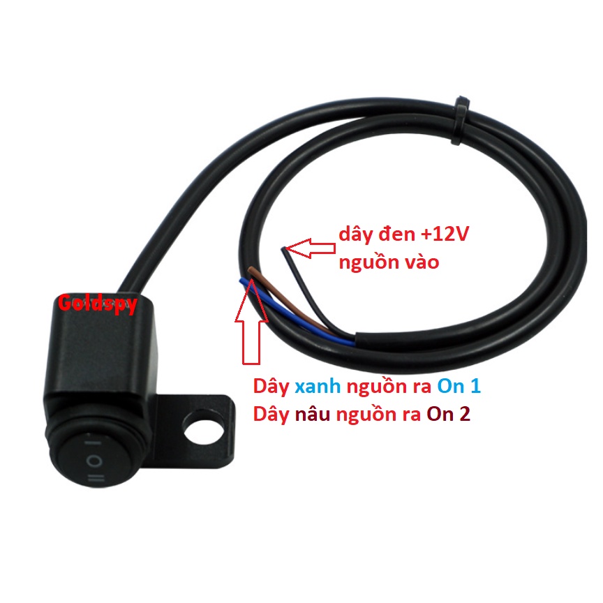 Công tắc gắn chân gương chống nước cao cấp 3 chế độ BẬT TẮT BẬT - Công Tắc Pha Cos On Off 2 Chức Năng