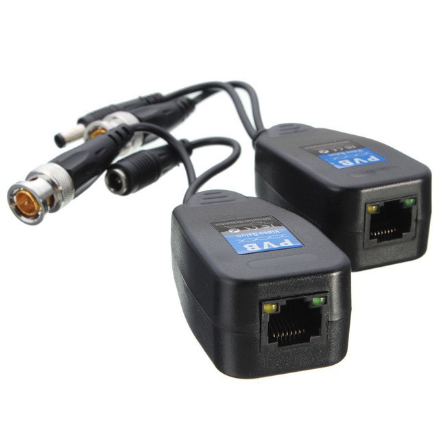 Bộ chuyển đổi tín hiệu camera Video Balun + Power Sử dụng cáp mạng Cat5e hoặc Cat 6 (Balun kèm nguồn)