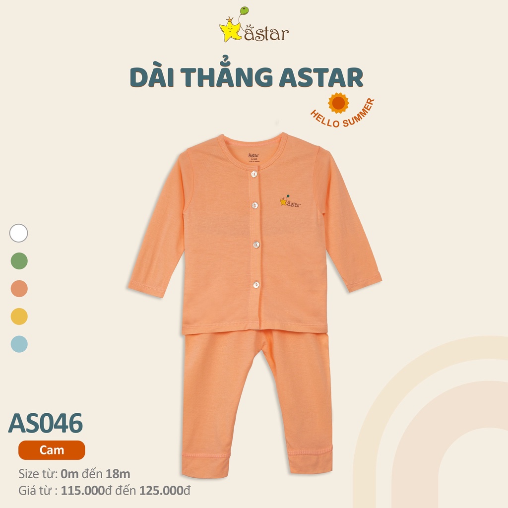 Bộ dài tay cài thẳng petit cotton rayon Astar