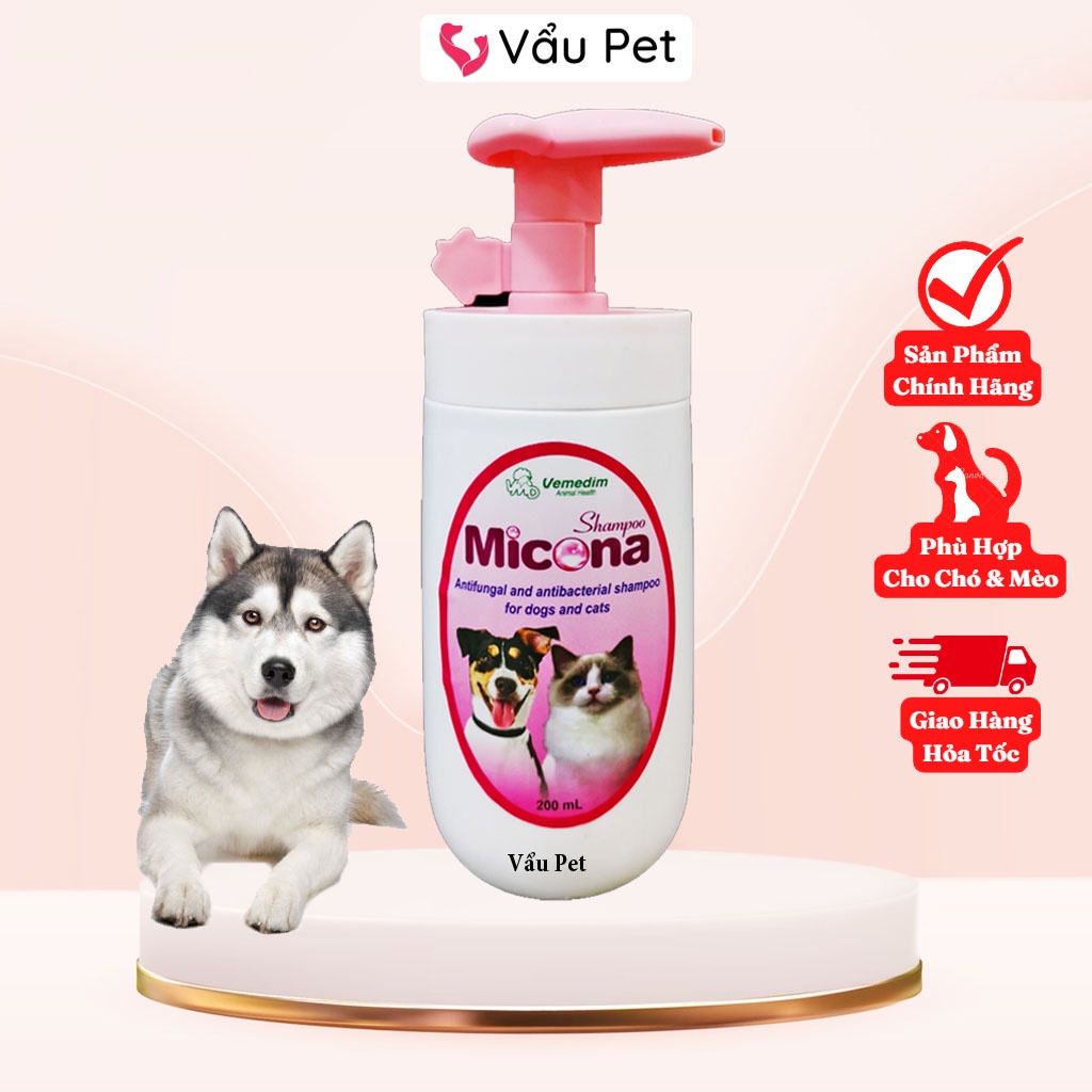 Sữa Tắm Cho Chó Mèo Micona Vemedim 200ml - Sữa Tắm Chó Mèo Trị Nấm Da, Viêm Da Vẩu Pet Shop