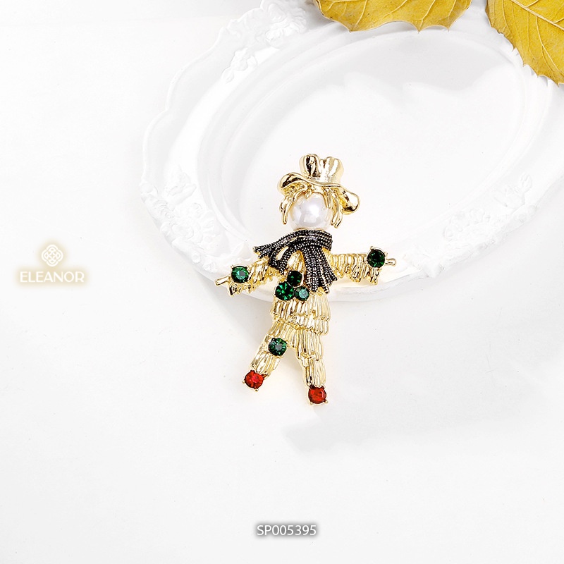Ghim cài áo nam nữ Eleanor Accessories hình người rơm đính đá ngọc trai nhân tạo phụ kiện thời trang 5395