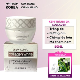 Kem trắng da dưỡng ẩm chống lão hóa chiết xuất Collagen 3W Clinic 50ml giúp da mềm mại trắng sáng tự nhiên