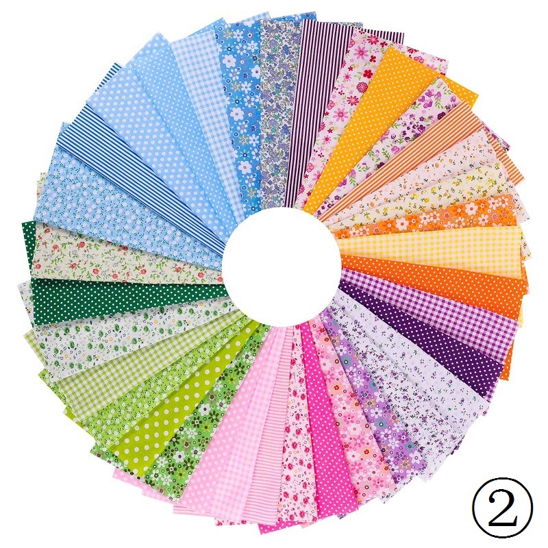 Set 35 Miếng Vải Cotton Nguyên Chất Họa Tiết Kẻ Sọc / Chấm Bi / Chấm Bi 25x25 Làm Đồ Thủ Công
