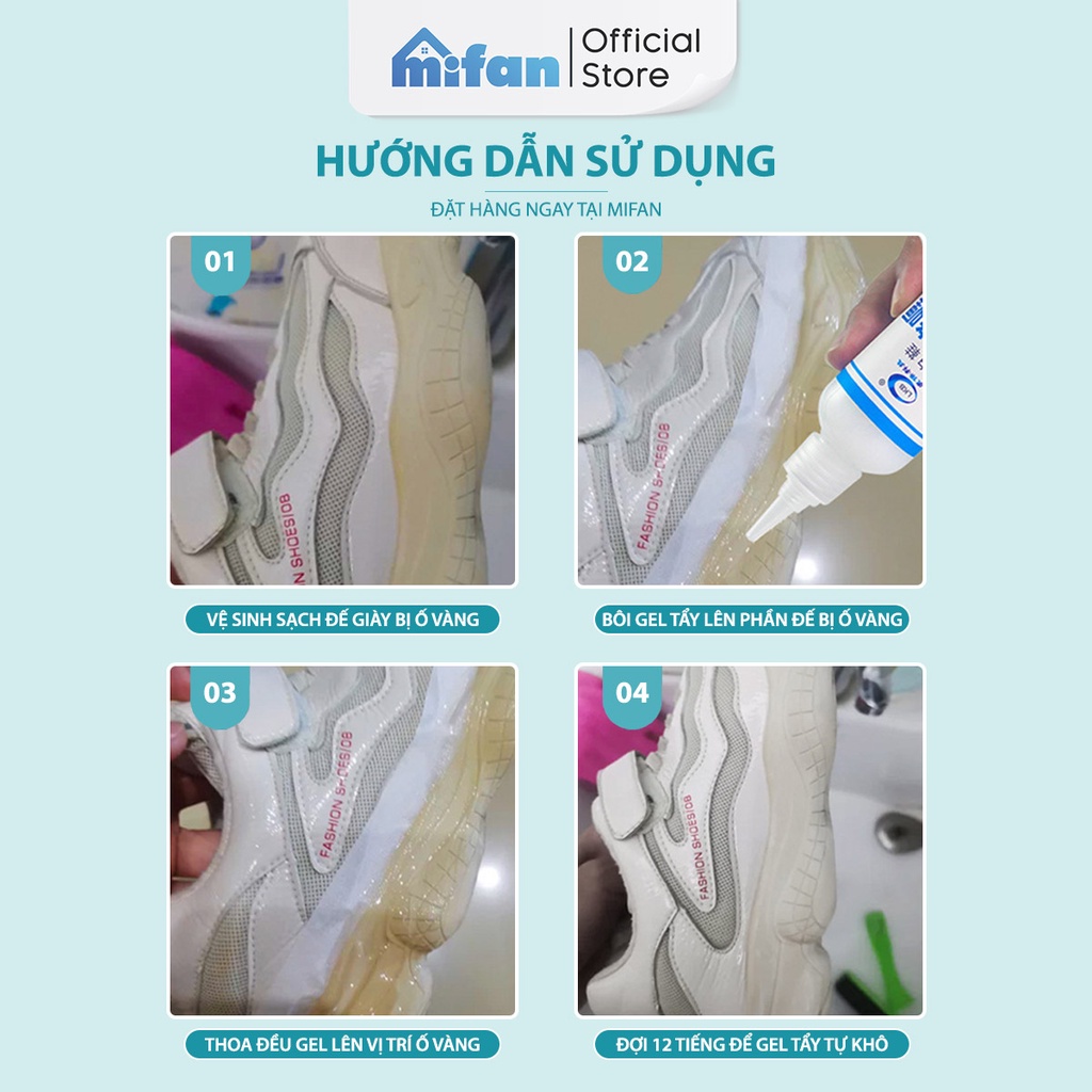Dung dịch tẩy ố vàng đế giày LKB 100gr cực mạnh - Công nghệ tẩy oxy hoạt tính, vệ sinh, làm trắng các đồ cao su, sneaker