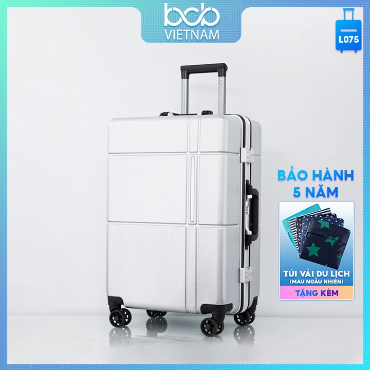 Vali khung nhôm cao cấp thời trang mẫu thương gia du lịch bánh xe xoay 360 độ khoá sập TSA mật khẩu 3 đơn vị số L075