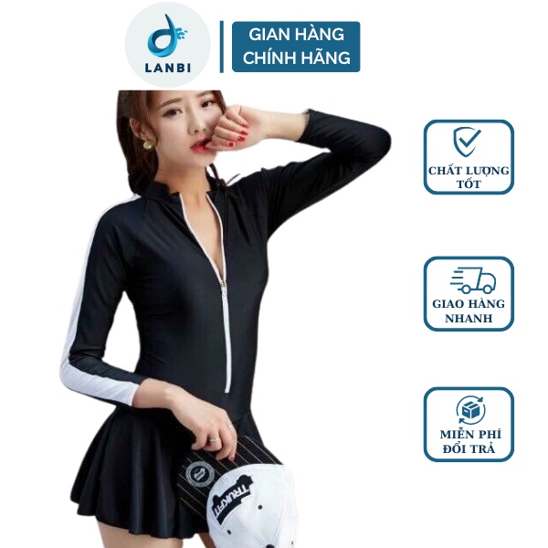 Đồ Bơi Nữ Bikini Lanbishop Liền Thân Tay Dài Váy Xòe Rẻ Và Đẹp Lanbi 310
