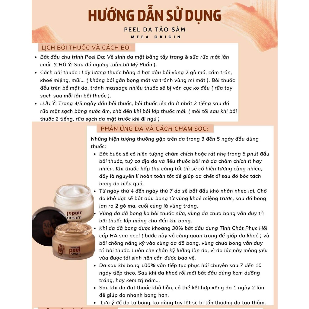 Combo Peel Tảo Sâm & Phục Hồi HA Meea