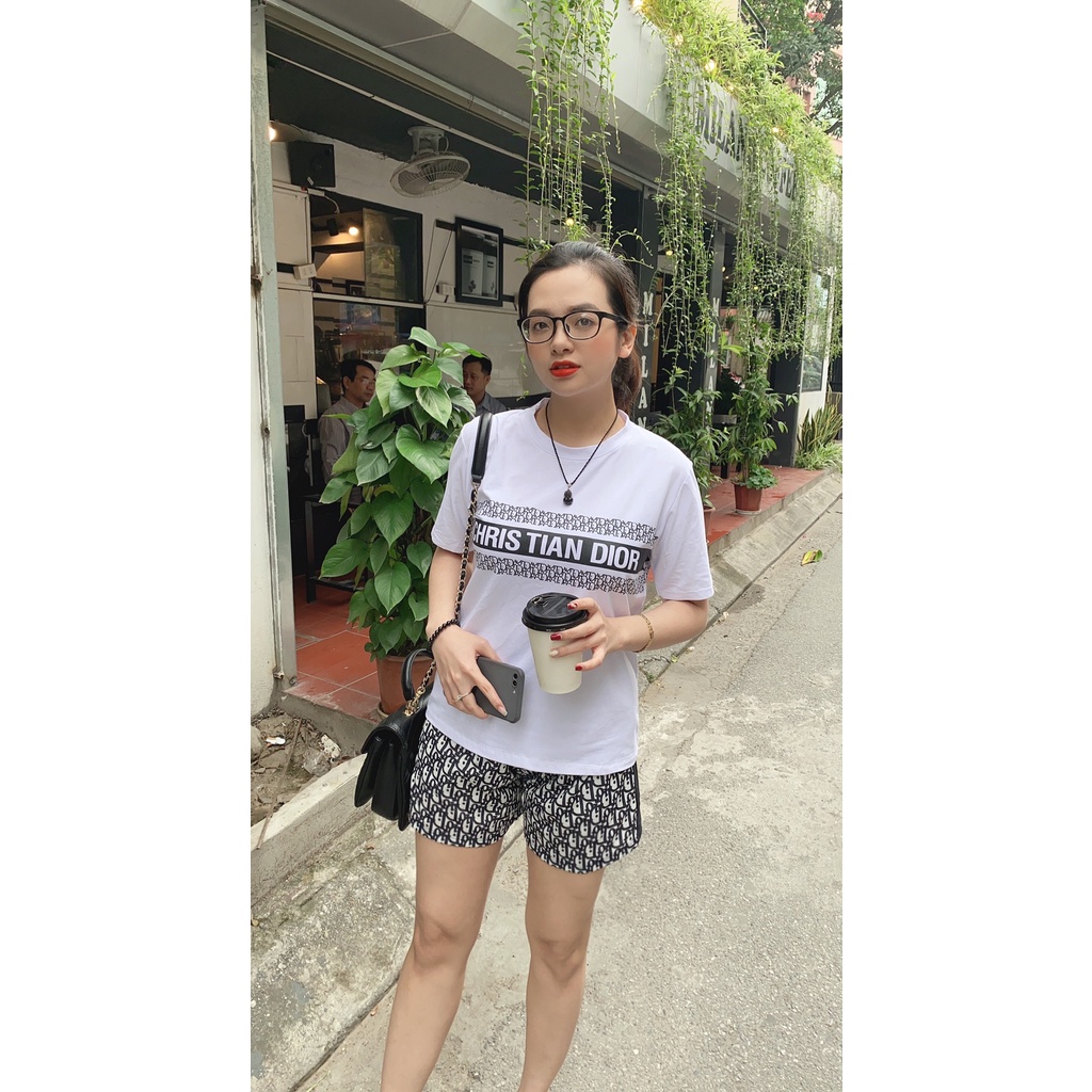 Set đồ nữ mùa hè - Set đồ thể thao trẻ trung năng động mặc mùa hè, Quần sooc, áo phông chất liệu cotton 100%