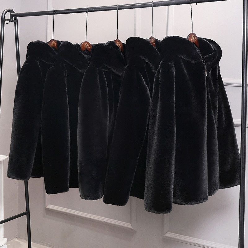 Áo Khoác Lông Thỏ Có Mũ lông Mềm Mượt - Áo Khoác Lông Thỏ  Dày Dặn Fom Dáng Rộng Unisex