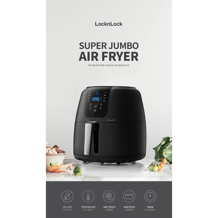 Nồi Chiên Không Dầu Điện Tử Lock&Lock EJF296BLK (7.2 Lít)