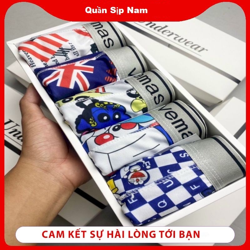 Combo 5 Quần sịp đùi nam doraemon cao cấp, quần lót nam doraemon vải thun lạnh cao cấp