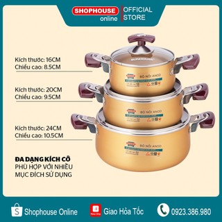 Bộ nồi nhôm Sunhouse SH6634 ( Size 16-20-24 )