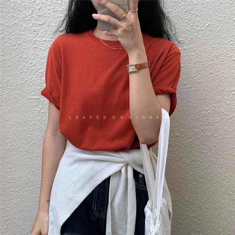 Áo thun cotton nữ trơn basic ALICE, Áo phông trơn Hàn Quốc năng động