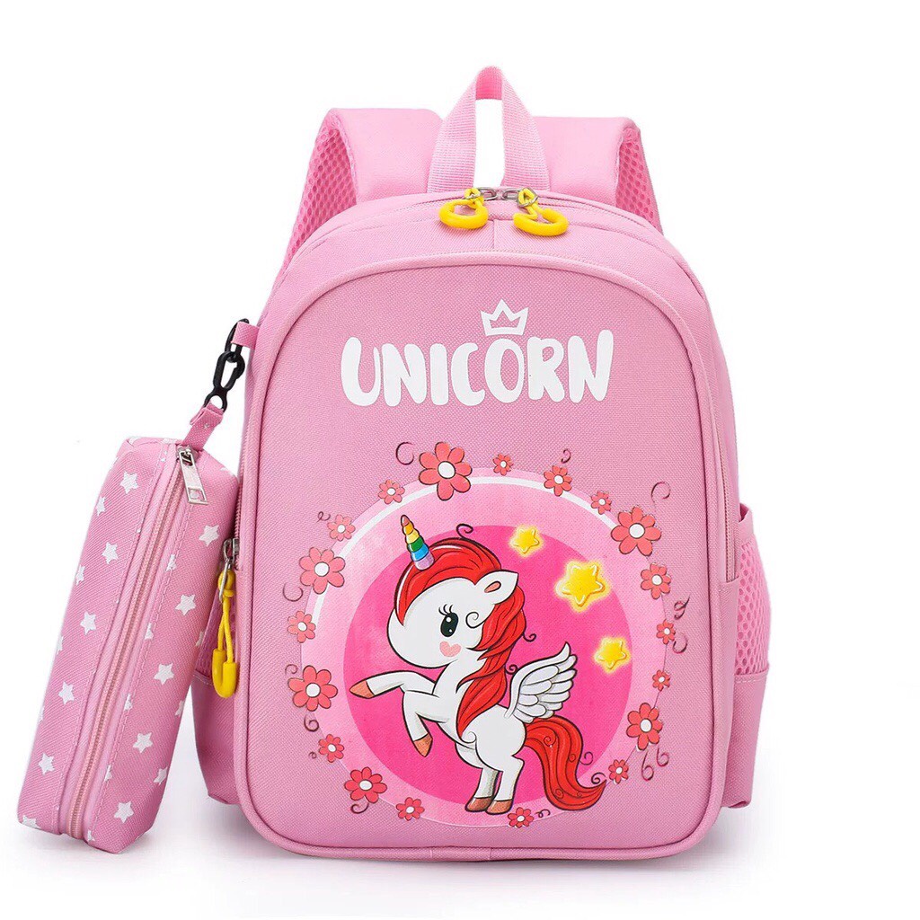 Balo cho bé gái đi học mẫu giáo mầm non chống thấm nước,siêu nhẹ,kích thước 31cm* 10cm* 26cm