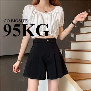 Quần Short Nữ Ly Phồng, Giả Váy, Lưng Chun Sau, Vải Tuyết Mưa, Có bigsize 90KG