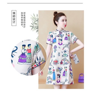 Đầm sườn xám big size in hình cô gái size lớn 60kg-80kg