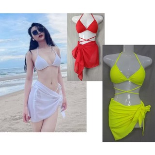 Set bikini quyến rũ,kèm khăn cùng màu