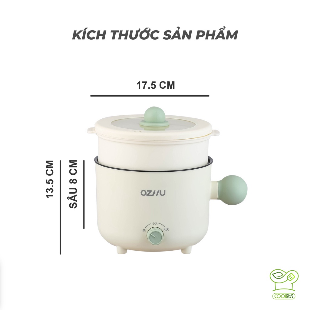 Nồi lẩu hấp điện đa năng mini 800W 1.5L sinh viên kí túc xá phong cách Hàn Quốc