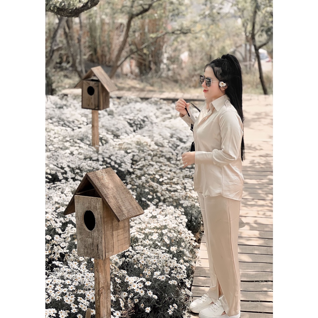 SET THIẾT KẾ ÁO SƠ MI + QUẦN DÀI LƯNG CAO S215 (TÁO ĐỎ BIGSIZE 55-90KG) 🍎🍎🍎