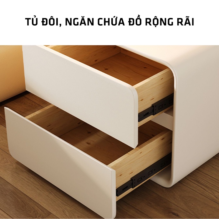 Tủ Kệ Đầu Giường Thông Minh, Hiện Đại, Tích Hợp Khóa Vân Tay, Sạc Điện Thoại Và Loa Bluetooth Omega M146