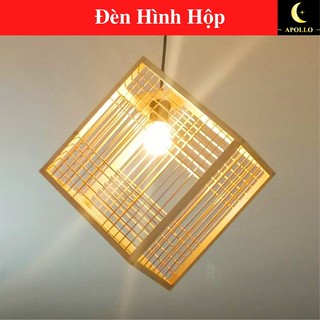 Đèn mây tre gỗ thả trần trang trí dùng để decor nhà hàng quán ăn, quán cafe homestay. mẫu hình hộp