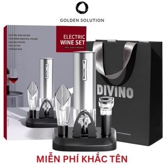 (Miễn Phí Khắc Tên) Máy Mở Rượu Vang Điện Tử Tự Động, Đồ Dụng Cụ Khui Rượu Vang GDS 4 In 1 Tặng Kèm Phụ Kiện