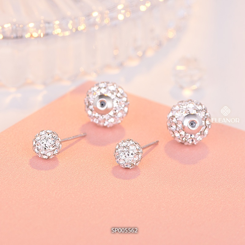 Bông tai nữ chuôi bạc 925 Eleanor Accessories hình cầu đính đá độc đáo phụ kiện trang sức 5562