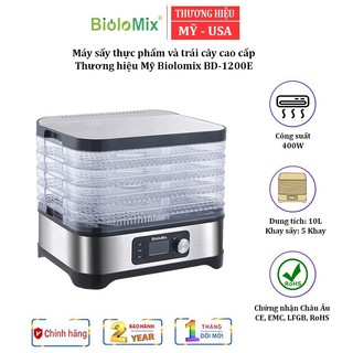 Máy sấy thực phẩm và trái cây BioloMix BD-1200E Thương hiệu Mỹ BPA FREE, Công suất 400W - Bh 1 Năm