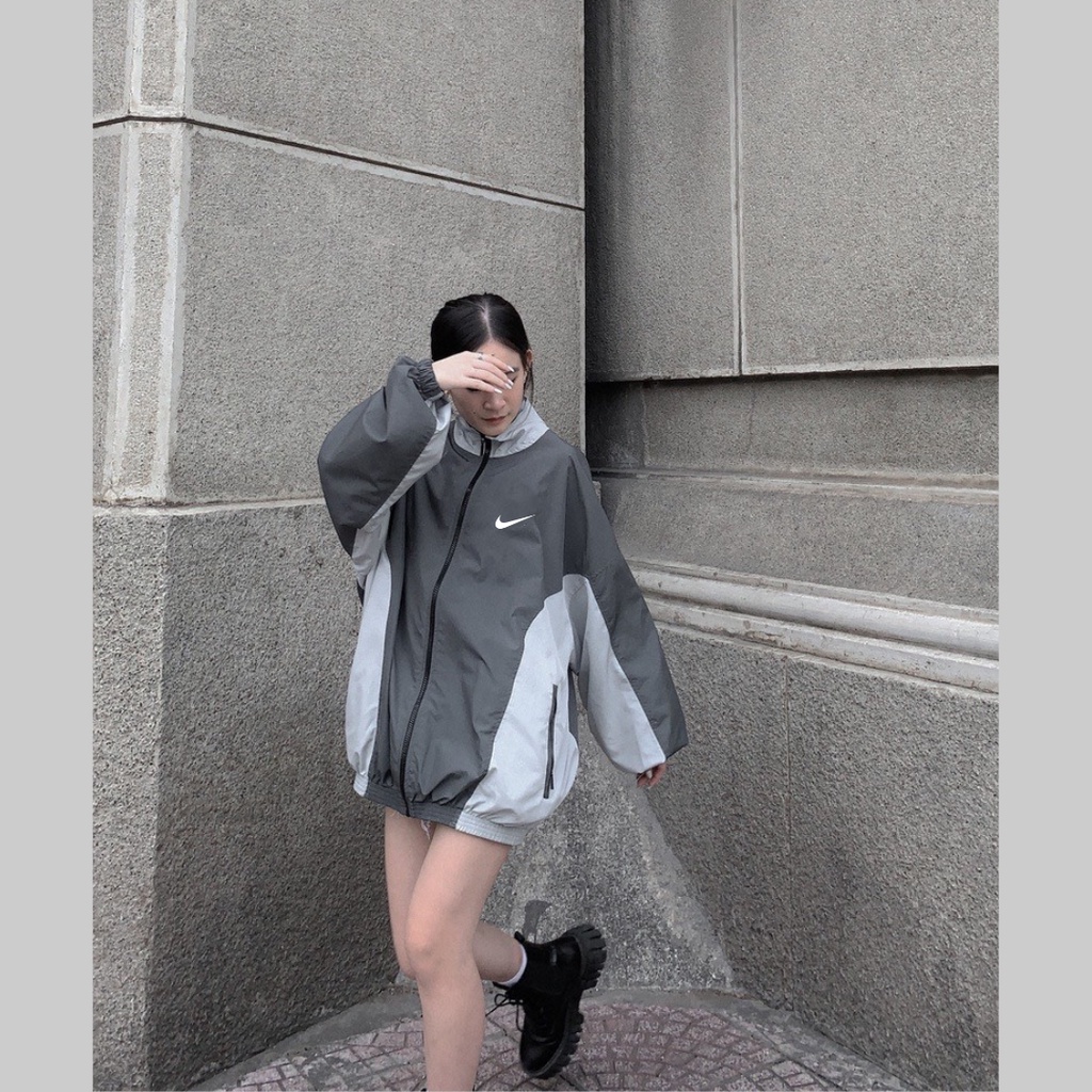 Áo khoác gió Nike chính hãng đôi nam nữ 2 lớp unisex chất liệu dù cao cấp unisex form rộng brand jacket 12001