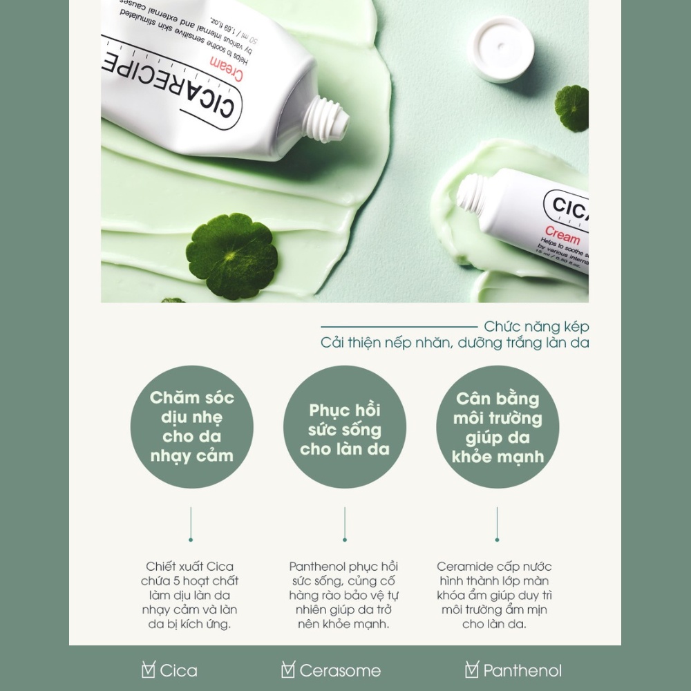 Kem Dưỡng Ẩm Chiết Xuất Rau Má Beausta Cicarecipe Cream Minisize 15ml