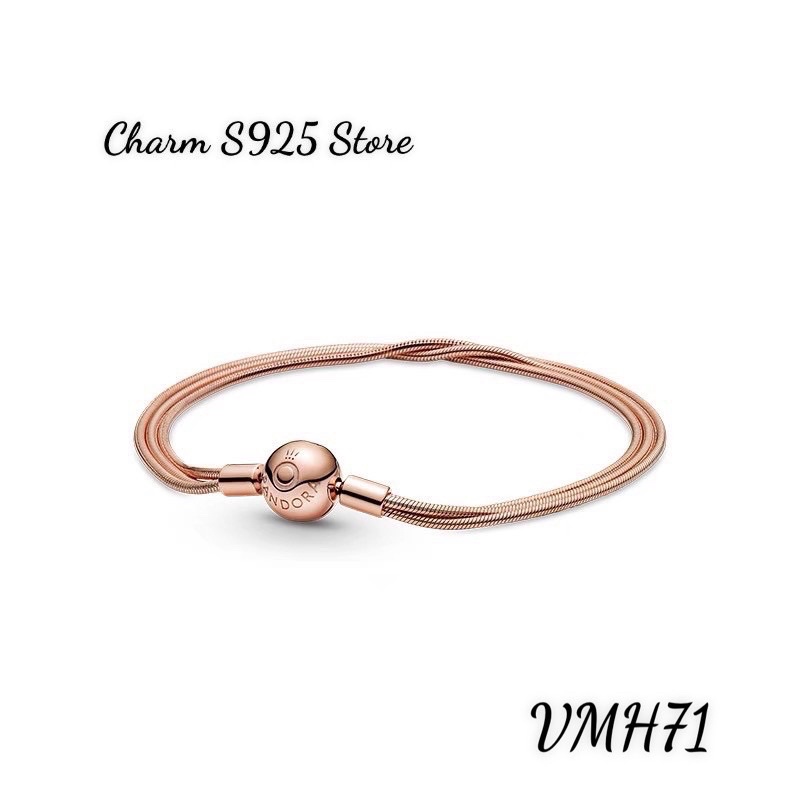 vòng tay pan nhiều sợi nhuyễn vàng hồng s925 cao cấp
