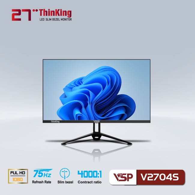 Màn hình phẳng LED tràn viền Slim Bezel VSP V2704S | BigBuy360 - bigbuy360.vn